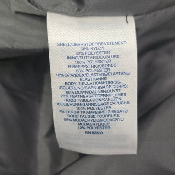 Lands' End Down Quilted Puffer Coat Jacket 3X Heathered Gray Hood Faux Fur - Picture 13 of 15